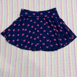Old Navy Fold Over Circle Navy Blue Skirt with Pink Hearts Girls Size 5T/5A !